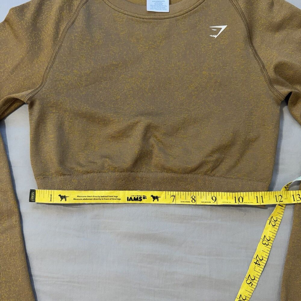 Gymshark Adapt Fleck Seamless Long Sleeve Crop Top MEDIUM Mineral Light Brown - Picture 7 of 10